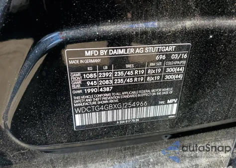 2016 Mercedes-Benz Gla 250 4Matic из США, поврежденный, VIN WDCTG4GBXGJ254966